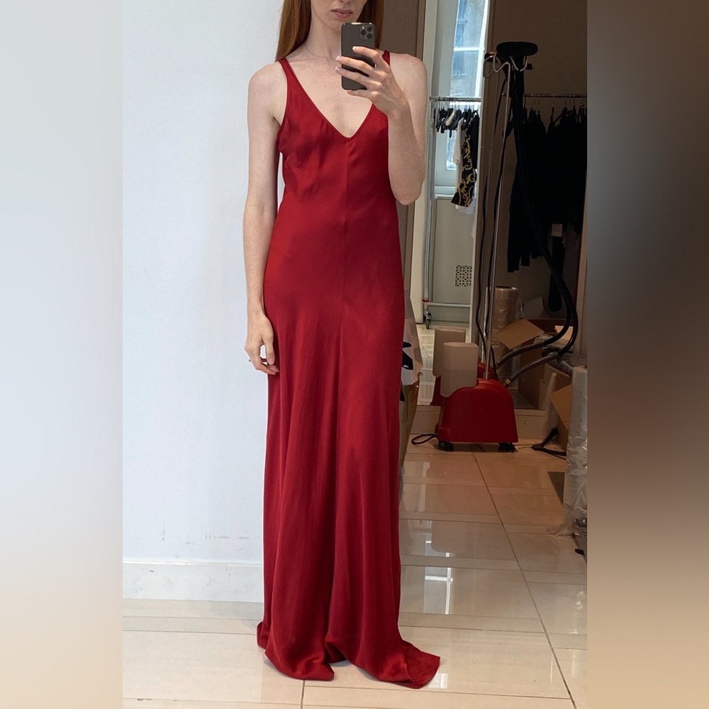 New L'agence Clea Gown Dress in Red Dahlia size 2